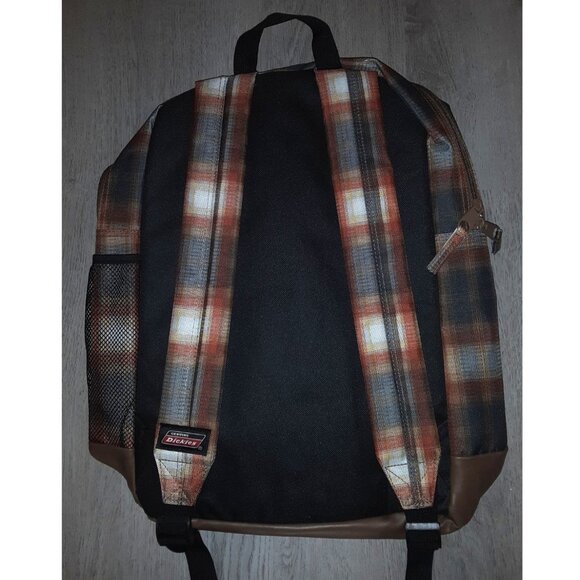 Dickies Brown Plaid Backpack Book Bag Travel School Large Backpack Grunge - Picture 6 of 9